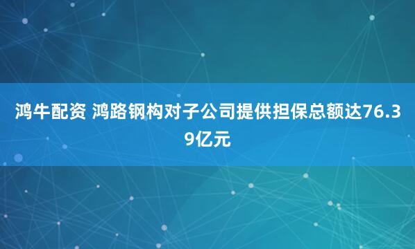 鸿牛配资 鸿路钢构对子公司提供担保总额达76.39亿元